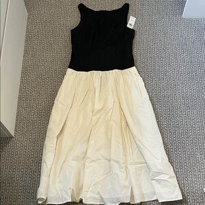 Abercrombie Elegant Boat Neck Black and Cream Midi Dress